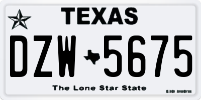 TX license plate DZW5675