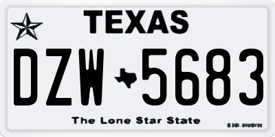 TX license plate DZW5683