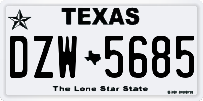 TX license plate DZW5685