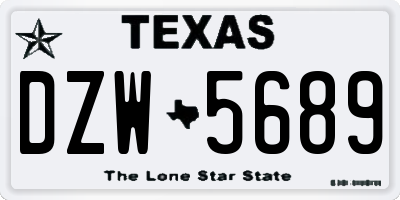 TX license plate DZW5689