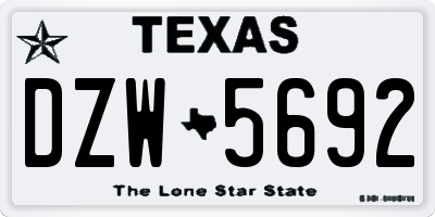 TX license plate DZW5692