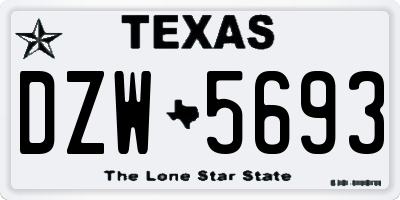 TX license plate DZW5693