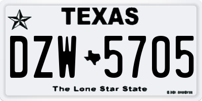 TX license plate DZW5705