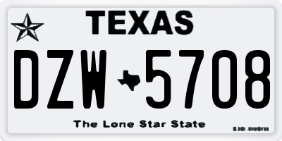 TX license plate DZW5708