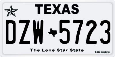 TX license plate DZW5723