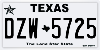 TX license plate DZW5725