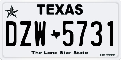 TX license plate DZW5731