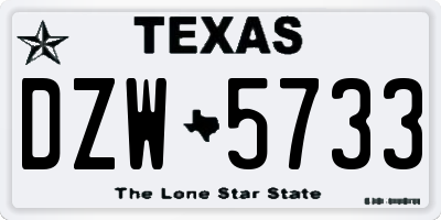 TX license plate DZW5733