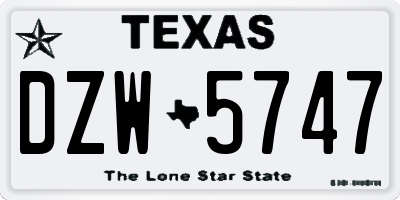 TX license plate DZW5747