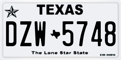 TX license plate DZW5748