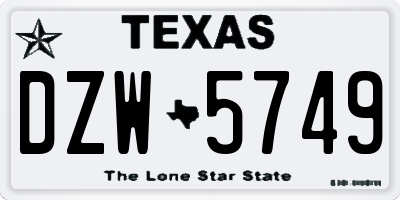 TX license plate DZW5749