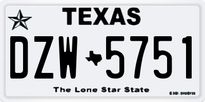 TX license plate DZW5751