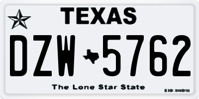 TX license plate DZW5762