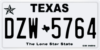 TX license plate DZW5764