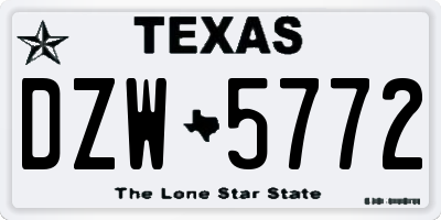 TX license plate DZW5772
