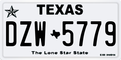 TX license plate DZW5779