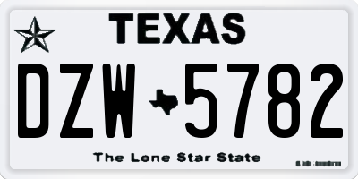 TX license plate DZW5782