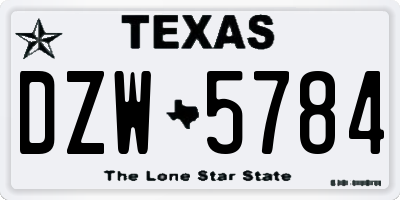 TX license plate DZW5784