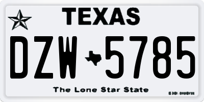 TX license plate DZW5785