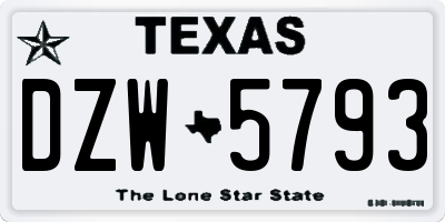 TX license plate DZW5793