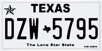 TX license plate DZW5795