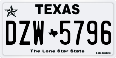 TX license plate DZW5796