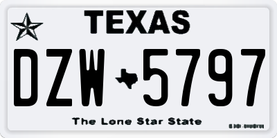 TX license plate DZW5797