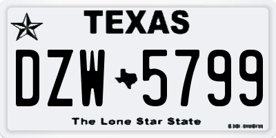 TX license plate DZW5799