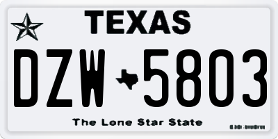 TX license plate DZW5803