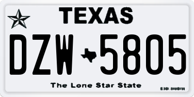 TX license plate DZW5805