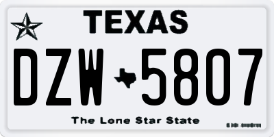 TX license plate DZW5807