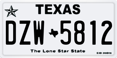 TX license plate DZW5812