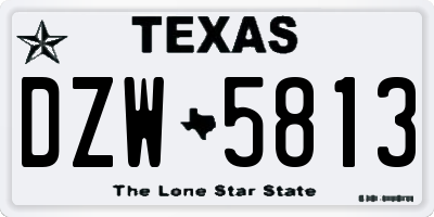 TX license plate DZW5813