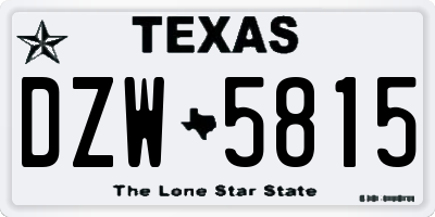 TX license plate DZW5815