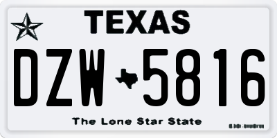 TX license plate DZW5816