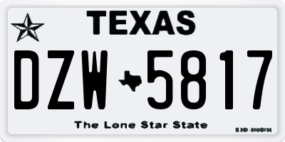 TX license plate DZW5817