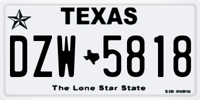 TX license plate DZW5818