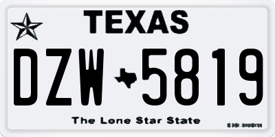 TX license plate DZW5819
