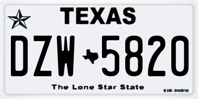 TX license plate DZW5820