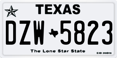 TX license plate DZW5823