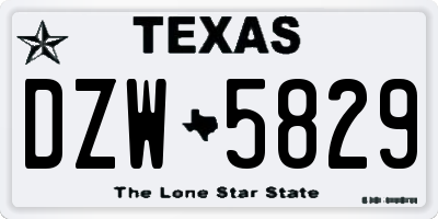 TX license plate DZW5829