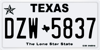 TX license plate DZW5837