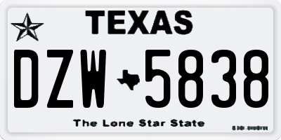 TX license plate DZW5838