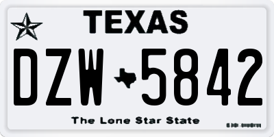 TX license plate DZW5842