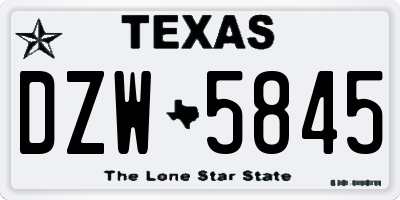 TX license plate DZW5845
