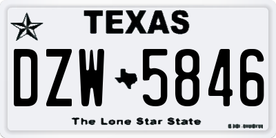 TX license plate DZW5846