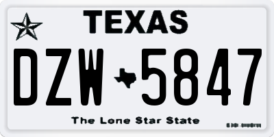 TX license plate DZW5847