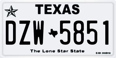 TX license plate DZW5851