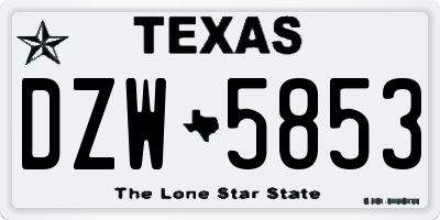 TX license plate DZW5853
