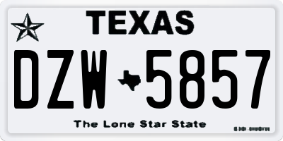 TX license plate DZW5857